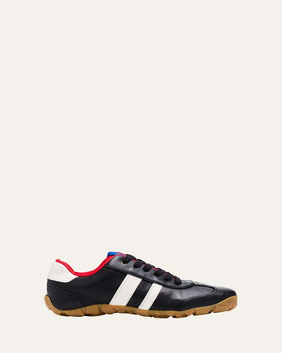 Bicolor Leather Lace-Up Sneakers